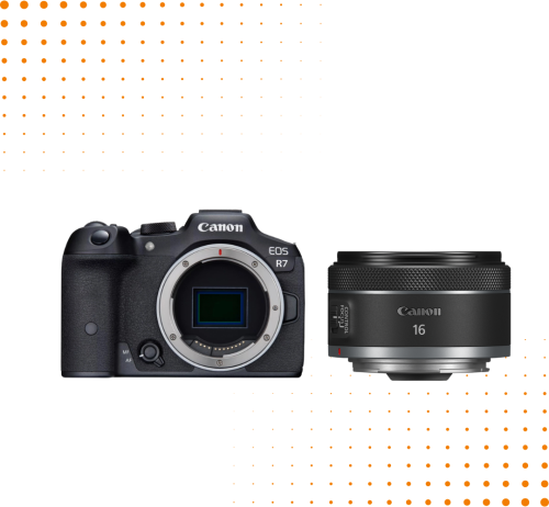 Aparat Canon EOS R7 + Obiektyw Canon RF 16 mm f/2.8 STM