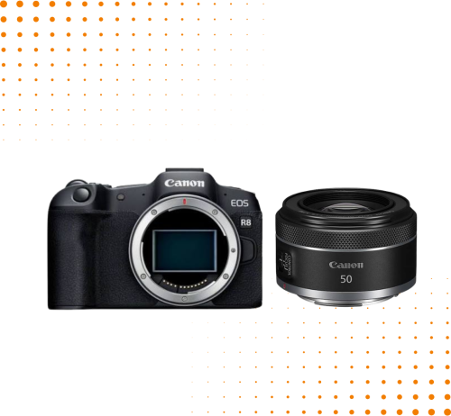 Aparat Canon EOS R8 + RF 50 mm f/1.8 STM