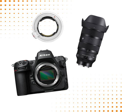 Aparat Nikon Z 8 + Obiektyw Sigma 28-45 mm f/1.8 A DG DN Sony E + Adapter Megadap Sony E to Nikon Z Pro+ (ETZ21 Pro+)