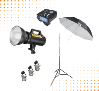 Zestaw studyjny do fotografii dziecięcej i rodzinnej / Quadralite Move X 200  / Parasol 150 Biały  / Wyzwalacz Quadralite X Plus  / Statyw Stork 295  / Kółka 16 - 22 mm 