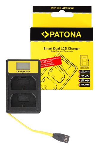 Ładowarka Patona Smart Dual LCD USB do akumulatorów Canon LP-E6