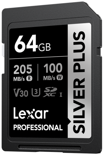 Karta pamięci Lexar Professional SILVER Plus SDXC 64GB R205/W100 V30