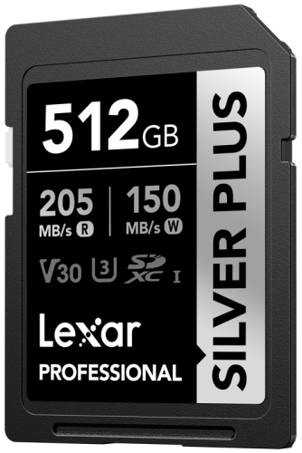 Karta pamięci Lexar Professional SILVER Plus SDXC 512GB R205/W150 V30