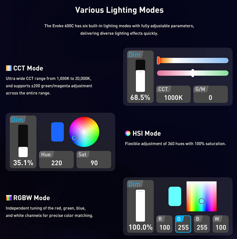 Lampa LED Nanlux Evoke 600C LED Full-color Spot Light with trolley case ...